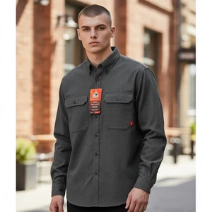 Bulwark FR iQ Series Lightweight Comfort Woven Work Shirt Men Medium Grey - Picture 1 of 20