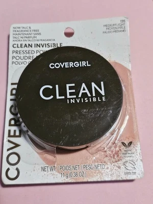 Covergirl Clean Invisible Pressed Powder Medium Light 135 Fragrance Free New - Image 1 of 3