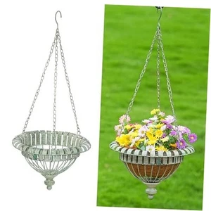 Metal Hanging Planters,Hand-Crafted Rusty Hanging Basket Plant Holder for - Picture 1 of 7
