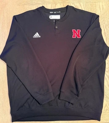 Used - Black Nebraska Huskers long sleeve Henley shirt in size 3XL - Image 1 of 4