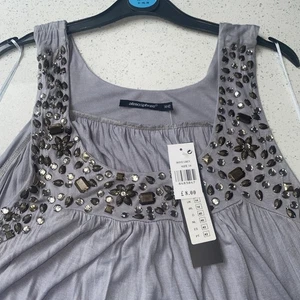 NWT beaded neckline grey top - size 14 - Picture 1 of 5