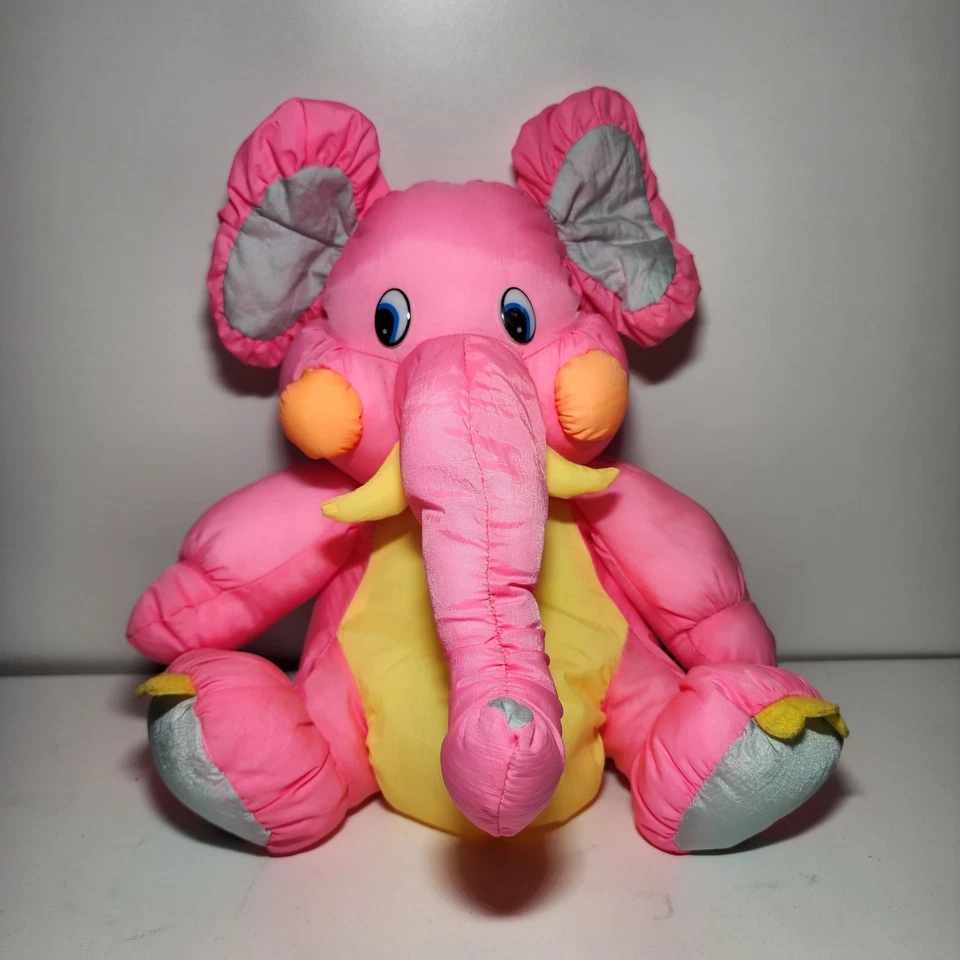 Dan Dee Elephant Puffalump Plush 1980s 90s  Pink Yellow Orange Gray Limited - Image 1 of 4