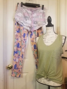 3 pezzi pantaloni donna M 8-10 Pjs lounge wear pile lama L/W pantaloncini slvls top  - Foto 1 di 24