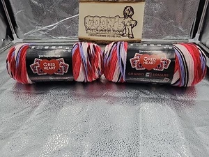 2x Red Heart All in One Granny Square Acrylic Yarn Hot Stuff 417 Yrds 8.8 Oz  - Picture 1 of 5