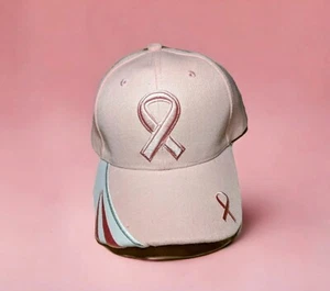 R HEADWEAR Pink White Breast Cancer Hope Believe Pink Ribbon Baseball Cap Hat - Picture 1 of 8