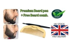 Beard Pen Pencil 4 patches And Beard Line. Vegan✅Uk Stock✅+Free Comb✅Waterproof✅ - Picture 1 of 10