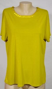 JESSICA LONDON Green Top 18 20 Short Sleeves Jersey Satin Trim at Neckline - Picture 1 of 7