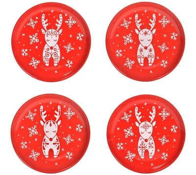 Temp-tations Set-of-4 Salad / Dessert Plates Holiday REINDEER T49751 K78204 - Image 1 of 4