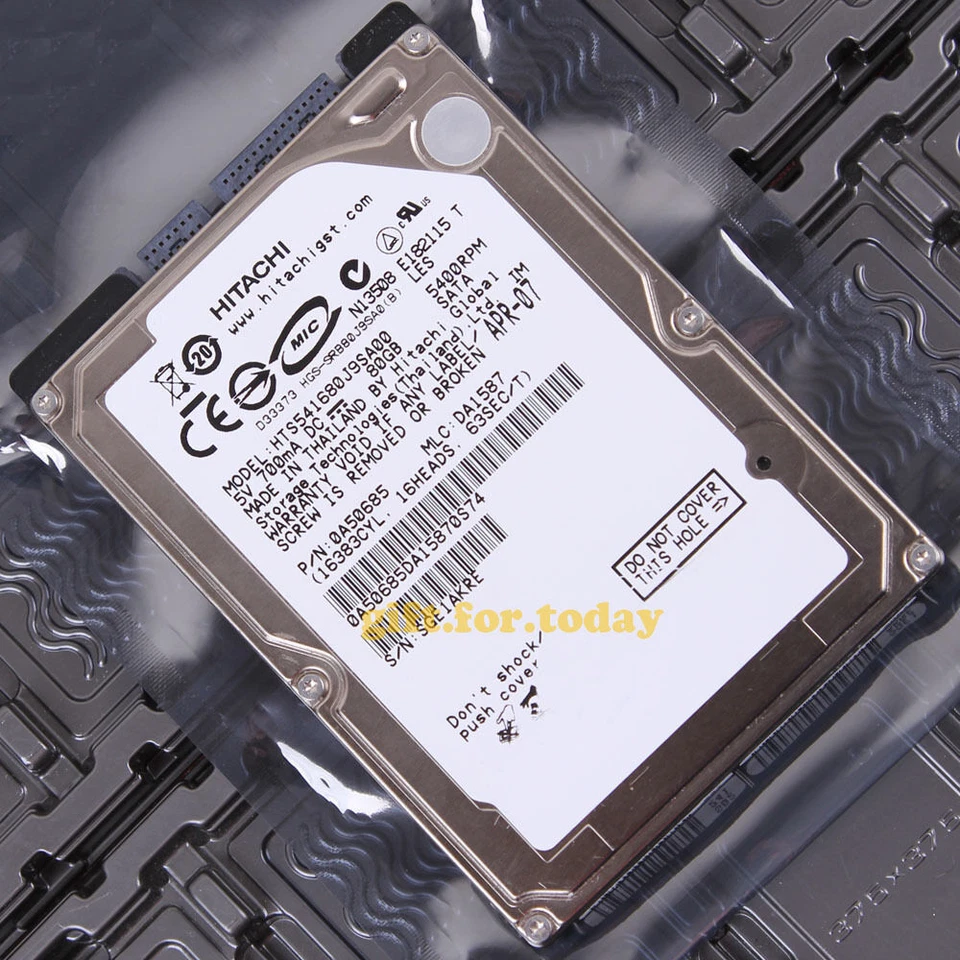 HITACHI 80 GB 5400 RPM SATA 2.5" (HTS541680J9SA00) Internal Hard Drive HDD - Image 1 of 1