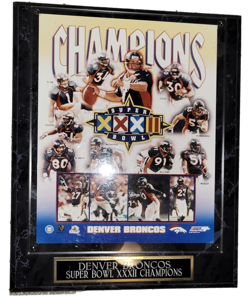 Placa de campeones del Super Bowl XXXII de los Denver Broncos Foto 1 de 1