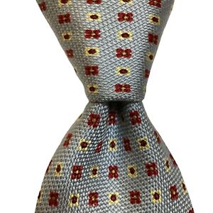 ERMENEGILDO ZEGNA Men's 100% Silk Necktie ITALY Luxury Geometric Blue/Red EUC