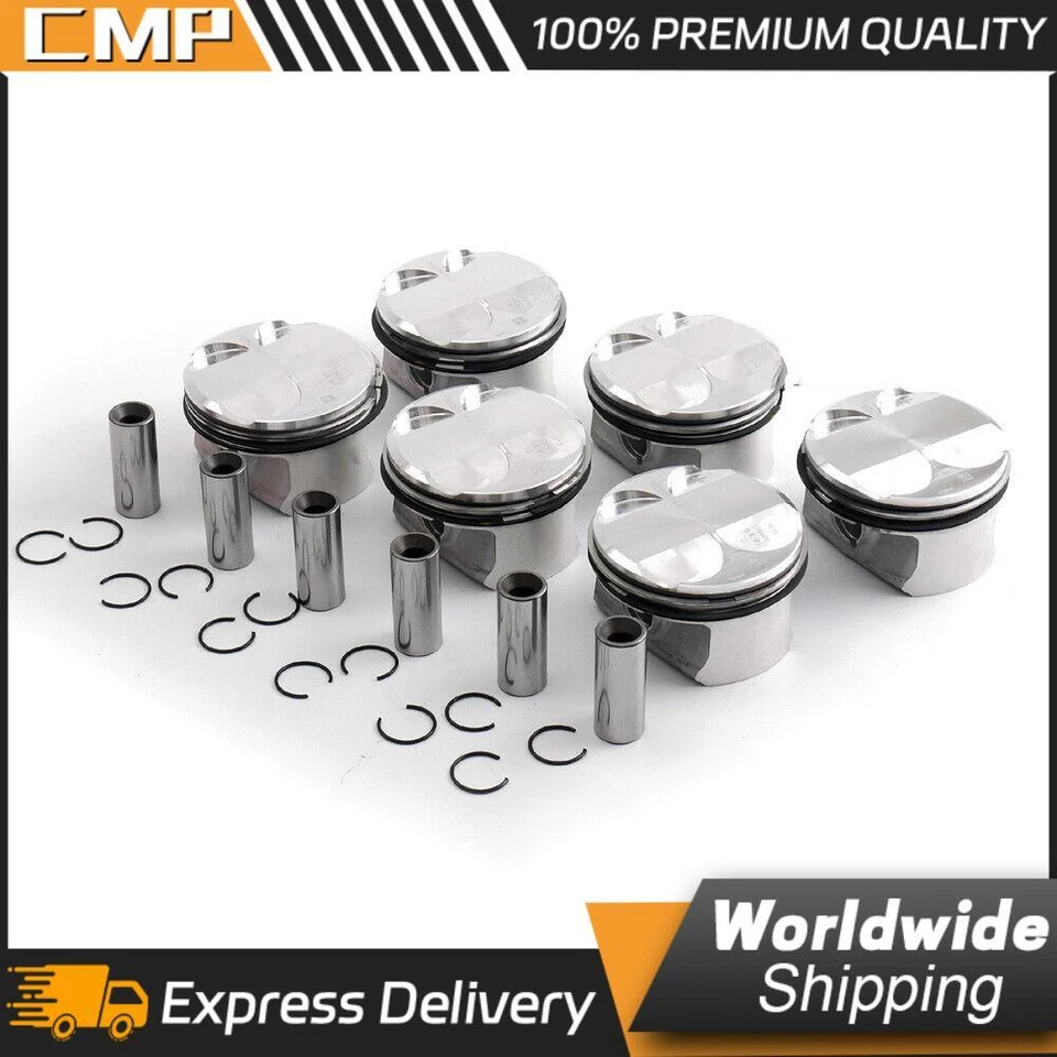 Juego de 6 pistones y anillos CR 10.7:1 para BMW E90 E60 E83 128i 328i 528i X1 N52 3.0L Foto 1 de 4