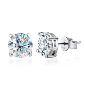8CTTW D VVS1 Round Moissanite Solitaire Stud Earrings 925 Sterling Silver GRA - Picture 1 of 13