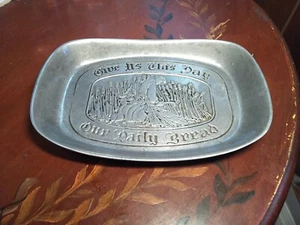 Vtg Wilton Armetale 9.5x6.5 Pewter Bread Tray "Give Us This Day Our Daily Bread” - Picture 1 of 11
