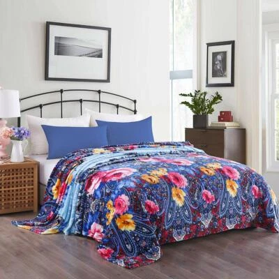 Blooming Flowers Flannel Fleece Blankets Queen King Size - Image 1 of 4