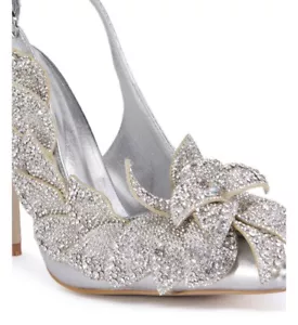 azalea wang silver Flower embellished heels Size 6 - Picture 1 of 4