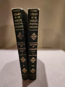 1929 Pocket Library Of The Worlds Essential Knowledge 2 Volumes / Staging Decor - Imagen 1 de 6