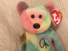 Rare 1996 Ty Beanie Baby Peace Bear Original Collectible with Tag Errors