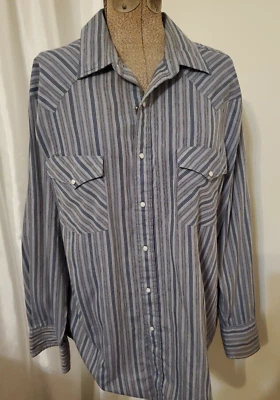 Camisa Western Para Hombres FRONTIER CLASSIC L Azul Algodón Babero Frontal Perla Broches de presión Foto 1 de 4