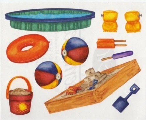 NEW Creative Memories BLOCK STICKER - Pool Sandpit Spade Icecream Floaties Beach - Изображение 1 из 1