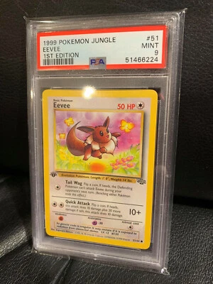 PSA 9 Non-Holo 1st Edition Eevee Pokemon Card Jungle 51/64 - Image 1 of 2