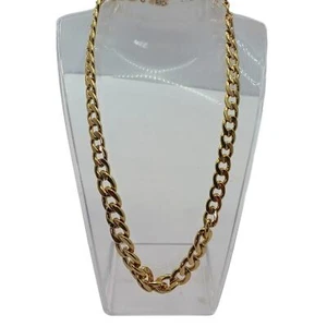 Womens Chunky Cable Chain Necklace Mobwife Elegant Formal Gold Tone - Picture 1 of 4