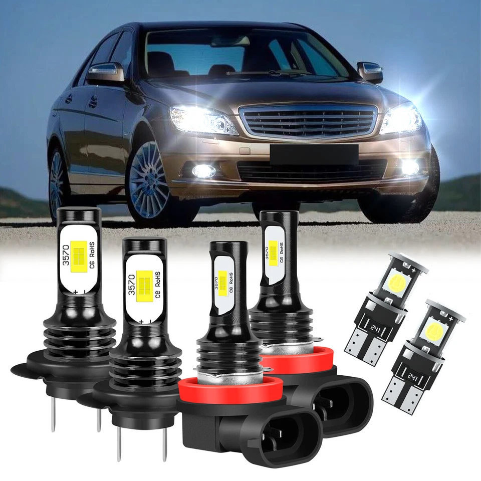 For Mercedes C Class W204 2007-14 Xenon White Led Fog Side Light Headlight Bulbs - Image 1 of 4
