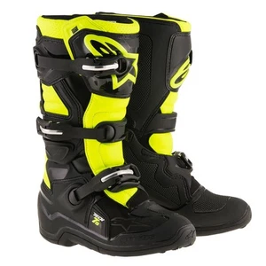 ALPINESTARS TECH 7S YOUTH BOOTS BLACK YELLOW FLO FLUO NEW KIDS JUNIOR MX CHEAP - Picture 1 of 1