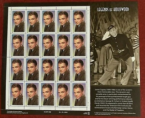 JAMES CAGNEY LEGENDS OF HOLLYWOOD # 5, USPS Pane (20), USA Scott #3329 📽️ - Picture 1 of 3