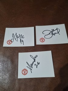 Zoran Tosic Danny Webber Manucho hand signed Man United club cards
