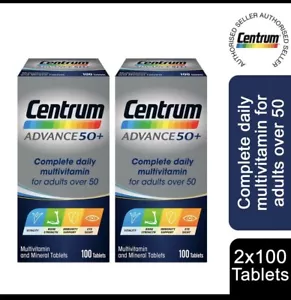Centrum Advance 50+ Multivitamin & Mineral Tablets 100 tablets x 2 Pack - Picture 1 of 5