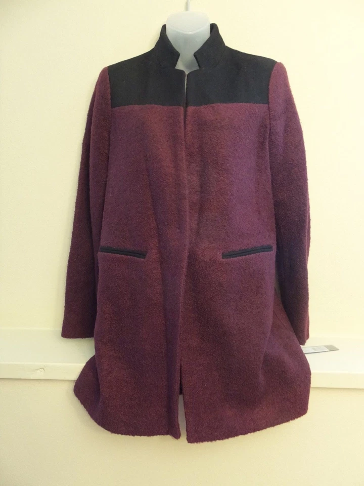 Abrigo Chaqueta Kenneth Cole Capa Envoltura Ciruela Púrpura Mezcla Lana Para Mujer Talla 6 Foto 1 de 4