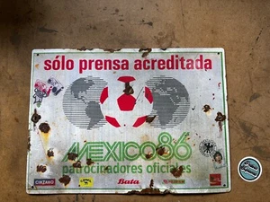 Mexiko WM 1986 Schild rostig verwittert getragen Fußball Soccer - Bild 1 von 3
