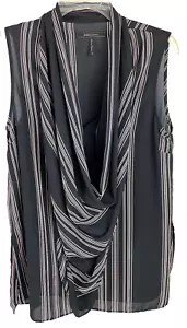 bcbg maxazria sleeveless black with stripes womens top size small - Picture 1 of 9