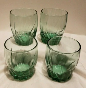 Vintage Türkis Grün Gläser Tumbler Tassen 9 Unzen Je Swirl Design 4er Set - Bild 1 von 5