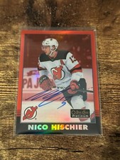 2020-21 O-Pee-Chee Platinum Retro Rainbow Red Auto Nico Hischier #R-27 Auto