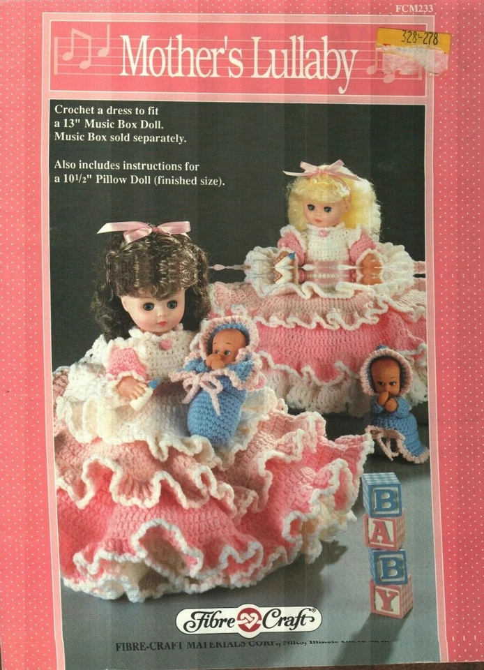 USADO MADRE CANCIÓN DE CUNA ALMOHADA CAMA MUÑECA VESTIDO FIBRA ARTESANÍA CROCHET PATRÓN FOLLETO Foto 1 de 1