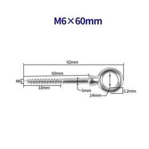 Marine Grade M6 EYE BOLTS with SCREW, Stainless Steel mounting WOOD THREAT BOLT - Picture 1 of 7