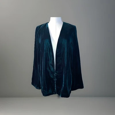 Blazer de terciopelo verde H&M forrado para mujer talla 2 frente abierto Foto 1 de 4