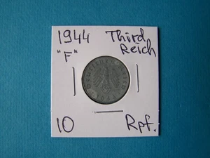 GERMAN COINS 1944 YEAR "F" 10 REICHSPFENNIG NICE COIN. - Picture 1 of 2