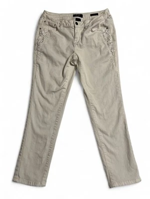 Earl Jean Women’s 8P White Skinny Ankle Jeans Lace Detail Stretch Denim - Image 1 of 4