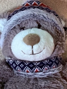 Gentle Treasure Gray Bear Plush 17" Winter Hat Scarf Red Blue Stuffed Animal Toy - Picture 1 of 8