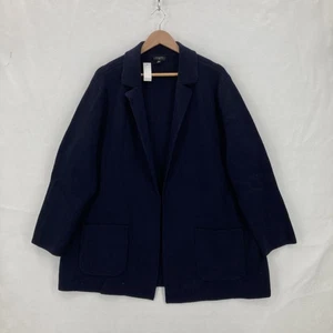 Talbots Pullover Blazer Damen 2X marineblau Wollmischung vorne offen Cardigan Taschen neu mit Etikett - Bild 1 von 12