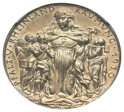 1930 Germany Karl Goetz PROOF Silver Medal “Rhineland” - NGC PF64 - Top Pop - Image 1 of 3
