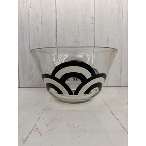 Kolonie Glasschale Bowle Servieren schwarz weiß Mod Bogen Regenbogen Vintage MCM kleiner Chip - Bild 1 von 12