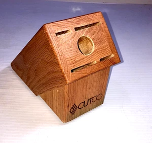 CUTCO 5 Slot Honey Oak Wooden Knife Block Butcherblock Block Only - Picture 1 of 9