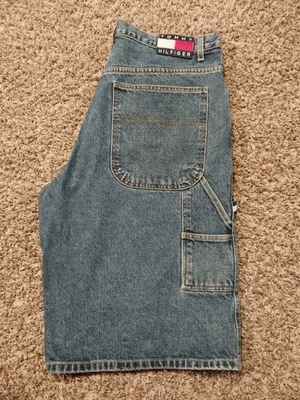 Pantalones Cortos Tommy Hilfiger De Colección Para Hombre 38 Azul Carpintero Sueltos Grunge Patinador Años 90  Foto 1 de 4