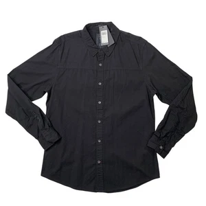 Guess Shirt Mens L Large Black Cotton Slim Fit Long Sleeve Canal Dobby Button Up - Picture 1 of 8