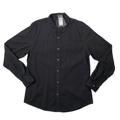 Guess Shirt Mens L Large Black Cotton Slim Fit Long Sleeve Canal Dobby Button Up - Image 1 of 4