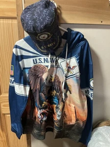 U.S. Navy Sweatshirt Size XL With U.S. Navy Hat Of Oyres - Picture 1 of 5